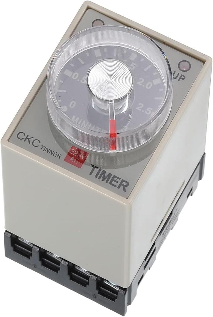 MECCANIXITY AC220V Timer Relay, Time Relay Timing Delay on Time 8 Pin 6S-3 Min Knob Control with Socket, AH3-3
