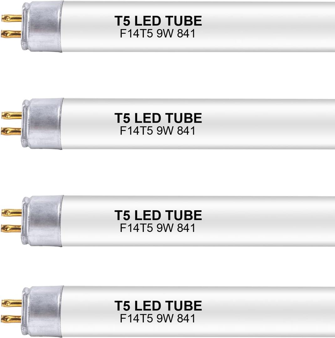 22 Inch F14T5/CW LED Replacement Bulbs, 4100K Cool White, T5 LED 9 Watts Replace Fluorescent Bulb with LED, Replacement Tube for Counter and Cabinet Fixture, 4 Pack