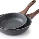 SENSARTE Nonstick Frying Pan Skillets, Swiss Granite Coating Omelette Pans, Healthy Cookware Chef's Pans, Free of Intentionally Added PFOA (8+10 Inch)