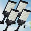 Solar Street Lights Outdoor, Waterproof Motion Sensor Solar Lights with Remote Control, 6500K Dusk to Dawn Parking Lot Flood Light for Outside Garage Yard, 4 Pack