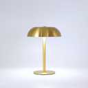 JHWDHD Portable LED Mushroom Table Lamp, 8.46'' Small Cordless Desk Night Light with 5200mAh Rechargeable Battery, Stepless Dimming Lamp with 3 Colors for Bedroom/Bar/Coffee Shop (Gold)