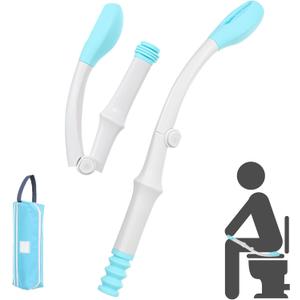 Portable Toilet Aids for Wiping - 15.7 Press to Fold Long Reach Comfort Bottom Buddy Wiping Aid - Travel Butt Wiper After Surgery for Disabled,Elderly,Pregnant