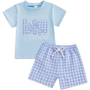 jiranqhc Big Sister Little Brother Outfit Newborn Short Sleeve TShirt Shorts Toddler Summer Clothes Sibling Matching Outfits 3-4 Y