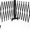 23.5FT Industrial Metal Expandable Barricade for Construction Area | Retractable Traffic Fence with Casters & Fixed Plate, Folding Security Gate, Portable Barricade Gate (Black)