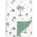 BOPRIO Muslin Baby Blankets for Boys Girls, Ultra Soft Nursery Minky Blankets with Breathable Cotton Front and Dotted Fleece Backing, Crib Blanket for Baby Infant Toddler, 30 x 40 Inch (Green)