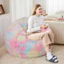 Rainbow Bean Bag Chair, Luxurious Floor Sofa with Memory Foam Filler, 41 Inches