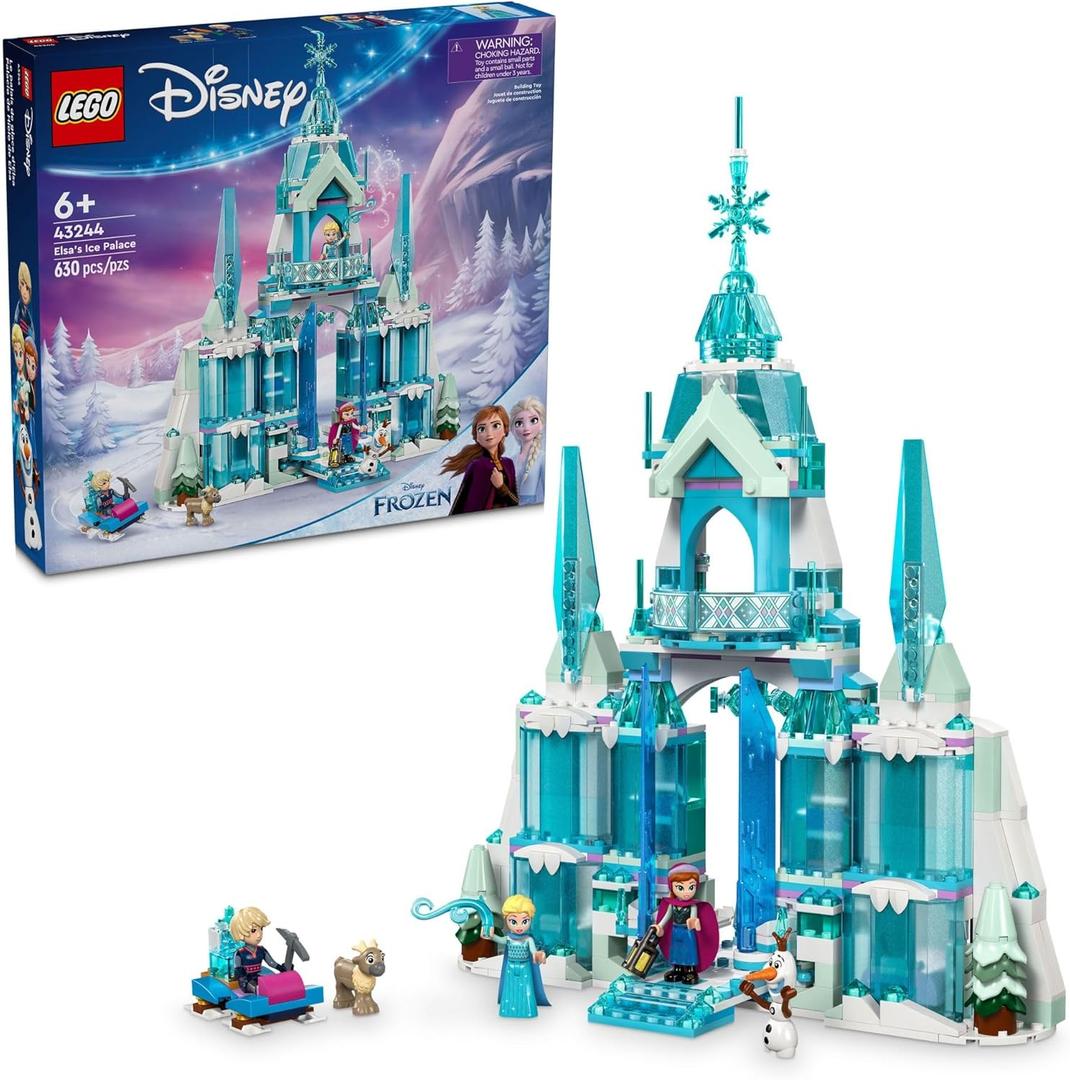 LEGO Disney Frozen Elsas Ice Palace Building Set for Kids, Princess Castle with Anna and Elsa Mini-Doll Figures, Disney Princess Toy Gift Idea for Girls, Boys and Movie Fans Ages 6 and Up, 43244