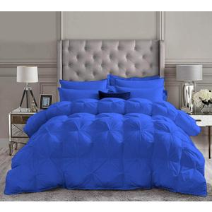 Soft 500 GSM Celtic Blue 5 PCS Pinch Pleated Emperor King Size Comforter Set (Comforter + 4 Pillow Cases) 1200 Series Egyptian Cotton Duvet Insert