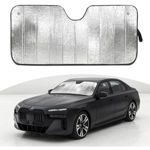 gunhunt 2 Pack Car Windshield UV Reflector, 57.08In x 27.55In Thicken Vehicle Front Window Heat Insulation Cover, Keep Your Vehicle Cool, Double-Sided Design, Universal Blackout Panel (Silver)