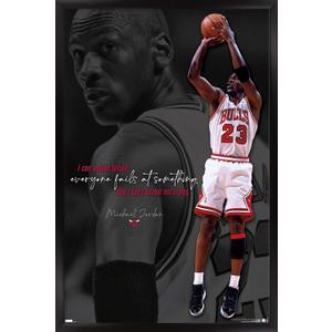 Trends International Michael Jordan - Can't Accept Not Trying Wall Poster, 14.725" x 22.375", Black Framed Version, 22.4"L x 14.7"W