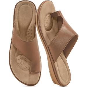 Reimferce Summer Flat Sandals for Women: Comfortable Walking Dressy Slides for 2026 - Ladies Orthopedic Casual Shoes Indoor Outdoor, Size: 7