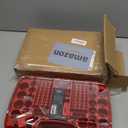 Battery Organizer Storage Case with Tester, Holds 180 Batteries, Clear Hinged Cover, Locking Lid - For AA, AAA, C, D and More, Red