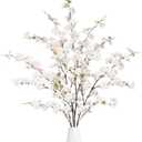Sggvecsy Artificial Cherry Blossom Flowers 4 Pcs Faux Cherry Blossom Stems Faux Silk Cherry Blossom Branches 43 Fake Flowers Long Stems for Vase Arrangements Home Wedding Table Decor (Light Pink)