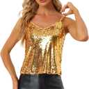 Allegra K Women's Sequined Shining Camisole Club Party Glitter Disco Sparkle Cami Top XS