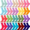 Newcotte 20 Pairs Colorful Striped Crew Socks Retro Cotton Striped Tube Athletic Cushion Socks for Women Men Sports Running(Classic) (White)