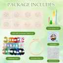 Soleeya Punch Needle Kits Adults Beginner 8 Pcs Punch Needle Coaster Kit Landscape Patterns Stitching Punch Embroidery Including Yarn Hoop Needle, Rug Tufting Coaster DIY Craft Gifts