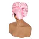 4 x Pink Satin Bonnet Silk Hair Bonnet for sleeping Adjustable Silk Bonnet Double Layer Satin Lined Hair Bonnet with Soft Elastic Band for Women Hats