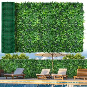 Grooy Artificial Boxwood Roll Panels, Grass Wall Panels 60"x120"(50 SQFT), Privacy Hedge Fence Screen with UV Protection, Fake Greenery Backdrop for Indoor Wedding and Outdoor Garden Backyard (Dracaena)