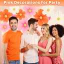 Pink and Orange Party Decorations Pink Paper Flowers Decorations for Wall 9pcs with 9 Gold Glitter Floral Centers Paper Fans Floral Backdrop Flower Wall Decor for Birthday Classroom Baby Shower, Guide