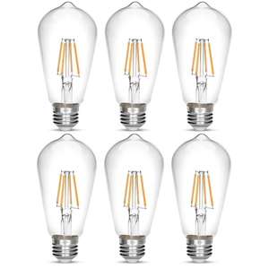 LED Edison Bulb 4W,Antique 40W Vintage Edison Bulb,E26 Light Bulb Non Dimmable Led Bulb 450 Lumens 2700K Warm White,Pack of 6