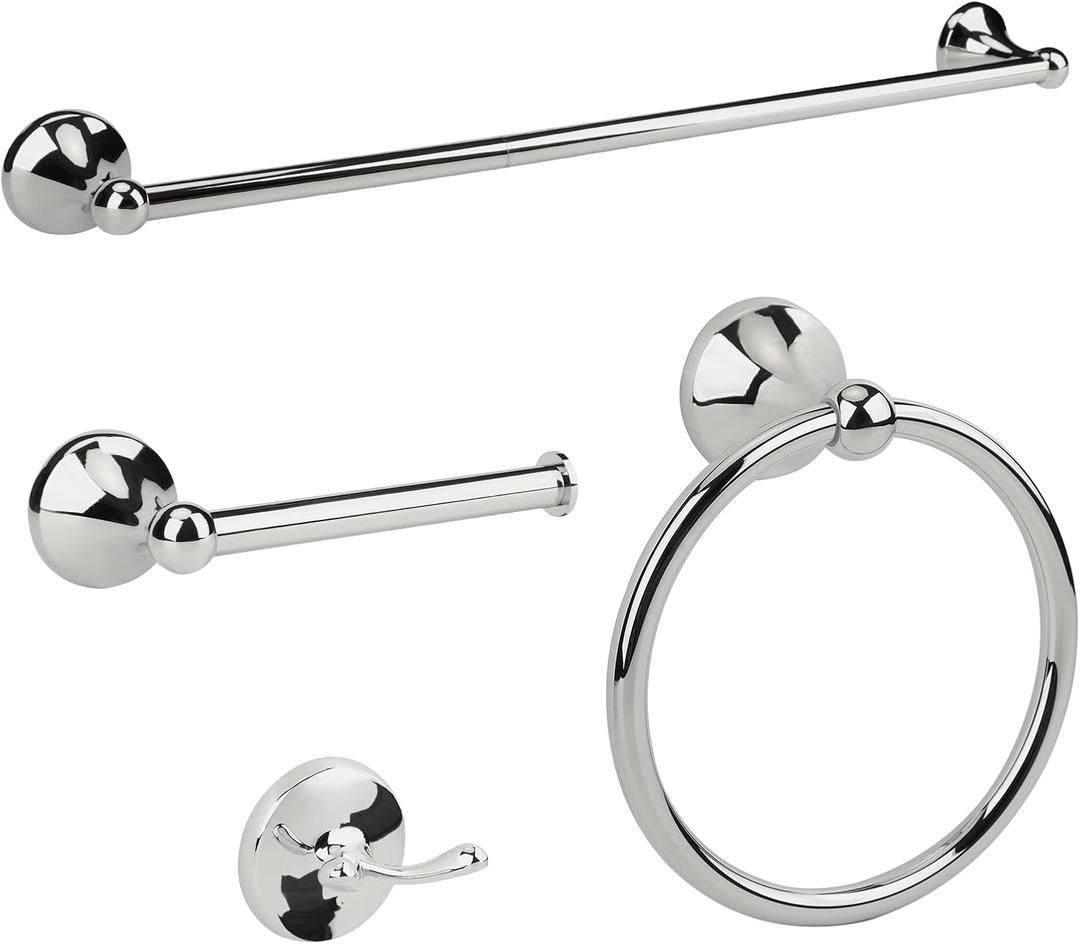4 Piece Chrome Bathroom Hardware Accessories Set,Towel bar Set 23.6 Inch Towel Bar Set,Towel Rack Set,Bathroom Towel Holder Set