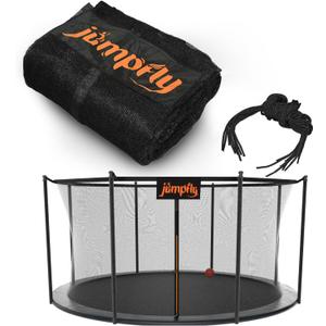 Jumpfly Trampoline Net, 10 FT Trampoline Replacement Safety Enclosure Net for W/ 6 Poles, Round Frame Trampoline, Breathable & Weather-Resistant Trampoline Net with Adjustable Straps