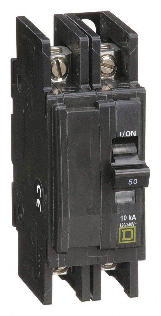 Square D Unit Mount Circuit Breaker, QOU, Number of Poles 2, 50 Amps, 120/240VAC, Standard