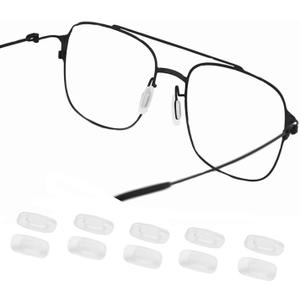 OPUGIT Eyeglass Nose Pads 5 Pairs Push in Soft Silicone Replacement Rectangle Push Slide Slip in Silicone Nosepads for Eye Glasses Eyeglasses Sunglasses, Clear,S size