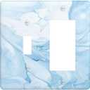 Navy Blue Sea Waves Spilled Ink Marble Simplicity Print Outlet Covers 1 Toggle 1 Rocker Combination Decorative Wall Plate Electrical Switch Plates Light Switch Cover Plate for Bathroom Living Room (1 Toggle 1 Rcoker Combo / 4.5 X 4.5 IN)