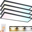 AIKVSXER 4PACK 1x4 LED Flat Panel Light Surface Mount LED Ceiling Light, 5500LM 50W TRIAC 10-100% Dimmable, AC120V, 3000/4000/5000k Selectable 4FT Light Fixtures for Garage Black