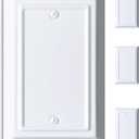 Metal Electrical Outlet Covers, Light Switch Cover Wall Plates, Mid Size Thicker Decorative Switch Plates,Receptacle Wall Plate of Modern Styles (Pure White, 1 Gang Blank 4 Pack)