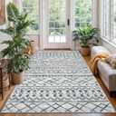 KUTA Bedroom Boho Rug 4x6 Grey, Moroccan Washable Area Rugs Non Slip, Ultra Soft Print Distressed Geometric Low-Pile Entry Throw Carpet for Bedroom Nursery Dorm Kitchen Decor