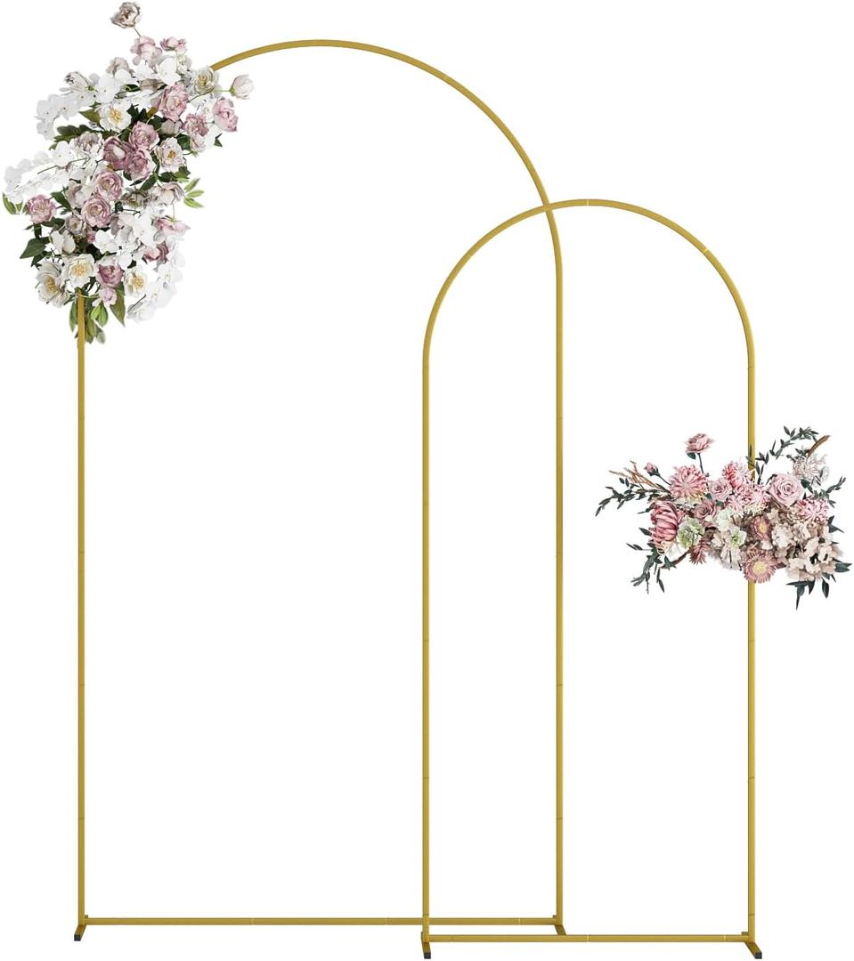 Wedding Arch, Metal Arch Backdrop Stand, Balloon Arch Stand Wedding Frame for Ceremony Decoration (Gold, 7.2FT, 6FT Arch Backdrop)