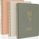 ZICOTO Aesthetic Spiral Notebook Set of 3 For Women - Cute College Ruled 8x6 Journal/Notebook with Large Pockets And Lined Pages - Perfect Supplies to Stay Organized at Work or School (Sage-Pink-Beige)
