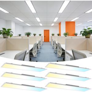 1x4 LED Flat Panel Light 6 Pack, Drop Ceiling Light for Office, Dimmable LED Ceiling Light, Selectable 20W/25W/30W/35W/40W, 3000K/3500K/4000K/5000K/6300K, ETL Listed, 1 Feet by 4 Feet