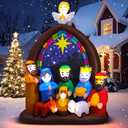 8FT Christmas Inflatables Nativity Scene Outdoor Decorations with LED Lights, Large Christmas Jesus Blow Up Yard Decorations Nativity Sets for Garden Lawn Church Display Xmas Decor