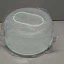 Round Cake Carrier Two Sided Cake Holder Serves as Five Section Serving Tray, Portable Fits 10 inch Cake, Box Comes With Handle, Container Holds Pies (Green)