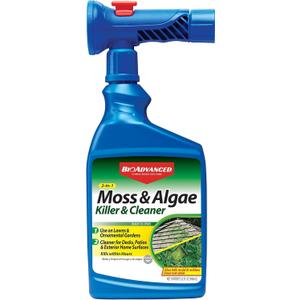 BioAdvanced 2-in-1 Moss and Algae Killer for Lawns, Moss Killer for Roofs, Patios, Decks, and Deck Cleaner, 32 oz (EXP 02/16/28)