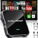 Wireless CarPlay Adapter for iPhone/Android Auto Wireless Adapter, Support Netflix/YouTube/TF Card, Plug and Play