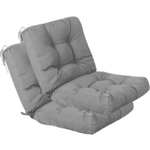 QILLOWAY Outdoor Seat/Back Chair Cushion Tufted Pillow, Spring/Summer Seasonal Replacement Cushions - Set of 2 (Grey) (Set Of 2 (1Pack))