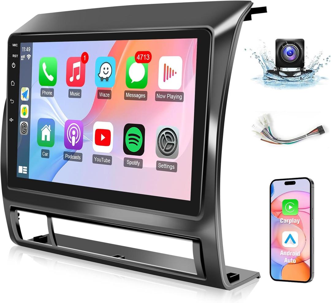 Naifay Car Stereo Radio for Toyota Tacoma 2005-2015 Wireless Carplay & Android Auto, 2G+32G 9 Inch IPS Touch Screen for Tacoma Car Radio Bluetooth FM Audio Receivers GPS WiFi Backup Camera SWC
