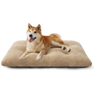 Bedsure Washable Dog Crate Bed Large Sized Dog, Comfort Fluffy Plush Pet Pillow Bed Kennel Pad with Non-Slip Bottom, Machine Washable Pet Sleeping Mat, 35"x23", Brown