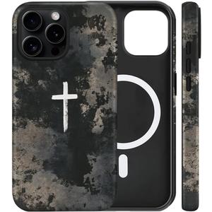 Magnetic for iPhone 13 Pro Case Christian Cross Camo Phone Case, Shockproof Slim Soft TPU and Hard PC Protective Cases Compatible with MagSafe Protective for Religious Boy Men Women, Black