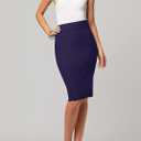 Conceited Skirts for Women - Stretch Pencil Skirt - Wear to Work - Pull On - Midi Length in Regular and Plus Size (Blue, S)