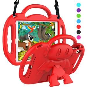 SUPLIK Kids Case for iPad 5th/6th Generation (9.7 inch, 2017/2018), iPad Air 1 & Air 2 & Pro 9.7 Protective Case with Shoulder Strap Handle Stand for iPad 5/6 & iPad Air 1st/2nd Gen, Red