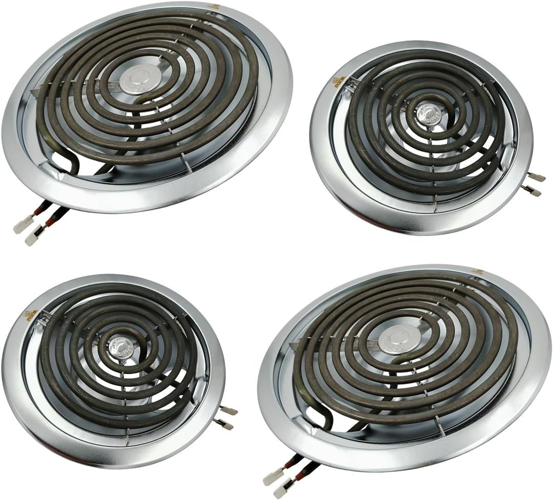 WB30M1 WB30M2 GE Electric Stove Burners Replacement Element with Stove Burner Covers Drip Pans for Electric Stoves Compatible with GE Hotpoint Electric Range Stove Top