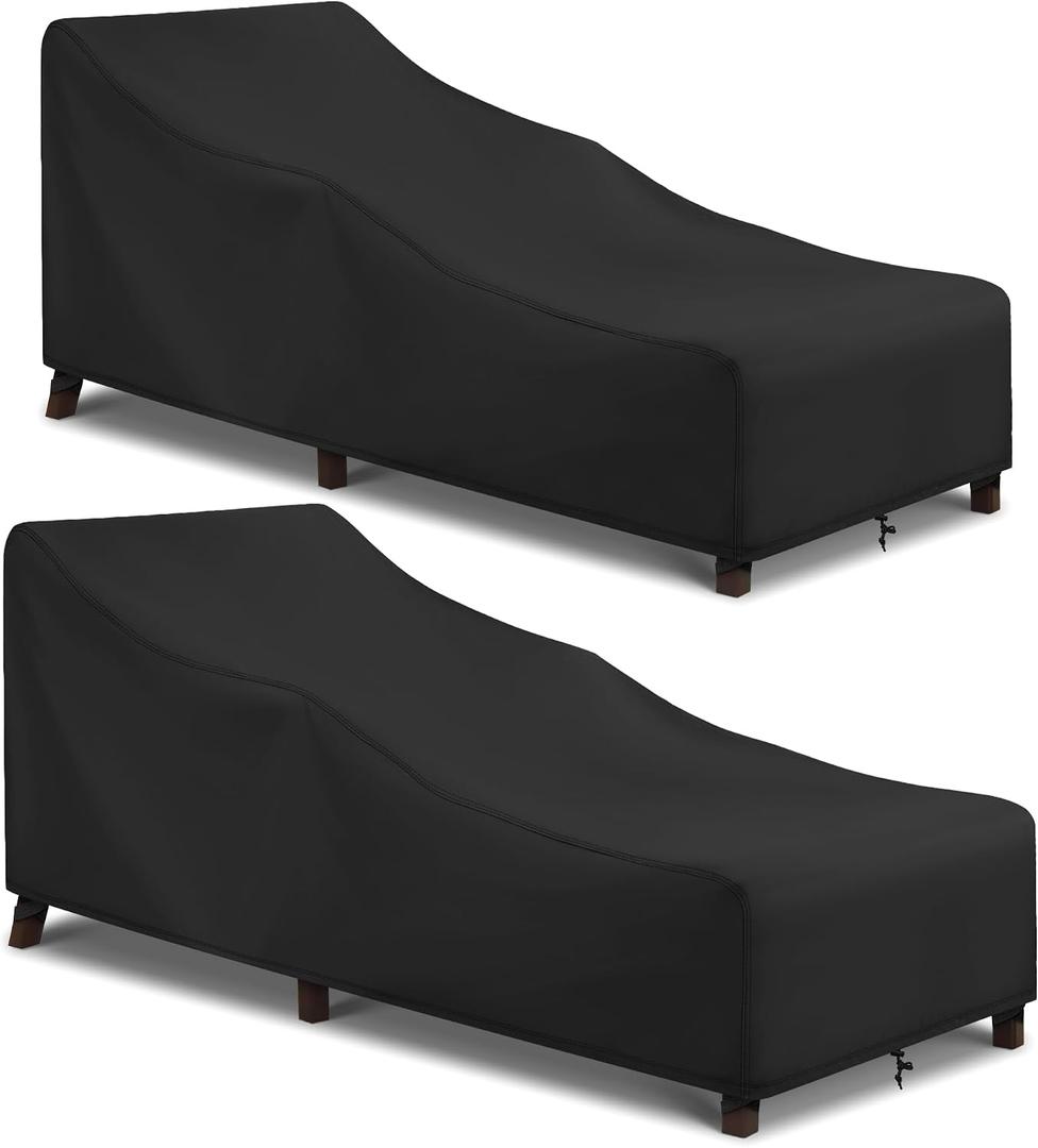 Arcedo Outdoor Lounge Chair Covers 2 Pack, Waterproof Patio Chaise Lounge Cover for Outdoor Furniture and Outside Stackable Cushions, 76" x 32" x 32" H, Black