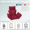 Outdoor Egg Chair Cushion with 8 Securing Straps, Water-Repellent & Fade-Resistant, Removable Cover, Replacement Cushion for Most Single Hanging Swing Egg Chairs – Burgundy