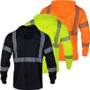 FONIRRA Safety Reflective Shirts for Men High Visibility Long Sleeve ANSI Class 3 Hi Vis Construction Work T Shirts with Hood (S)