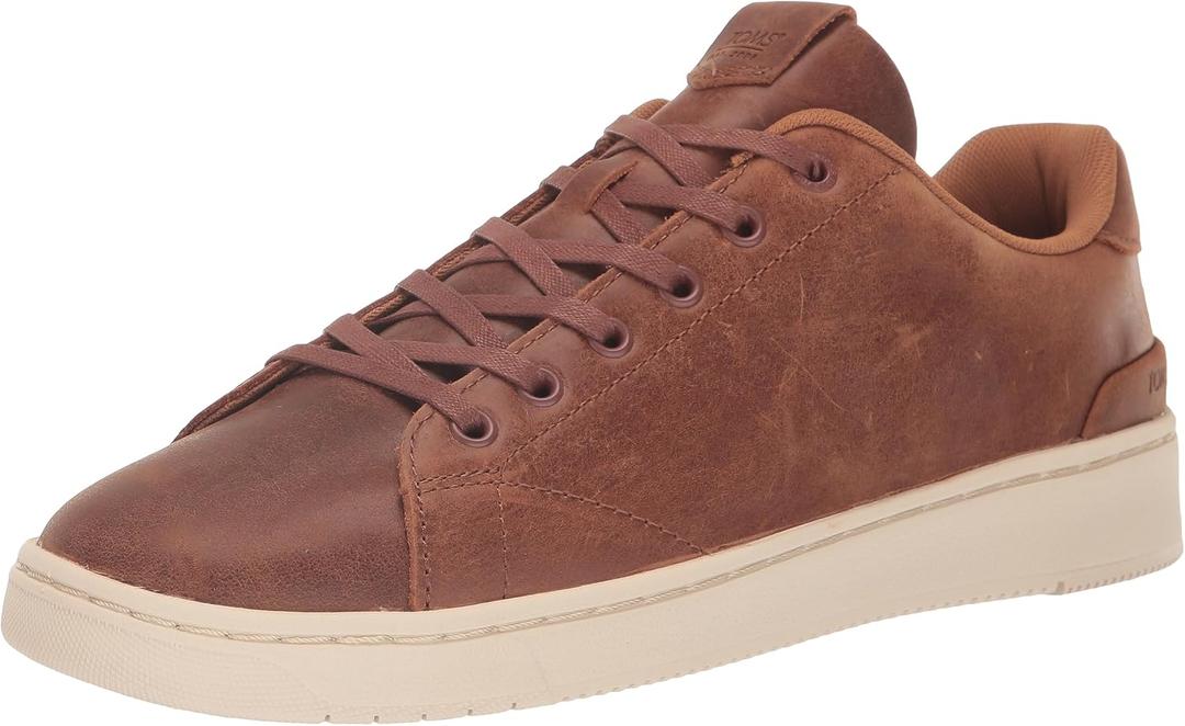 TOMS Mens Trvl Lite 2.0 Leather Lace Up Sneakers Shoes Casual - Brown - Size 10.5 D